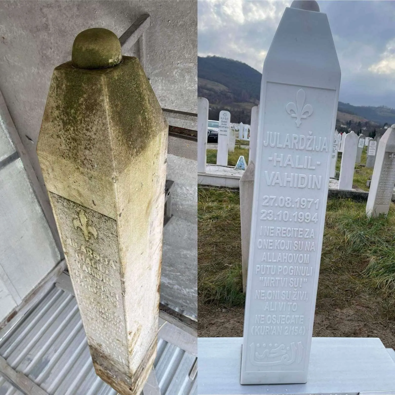 Primjer čišćenja nišana, prikaz prije i poslije